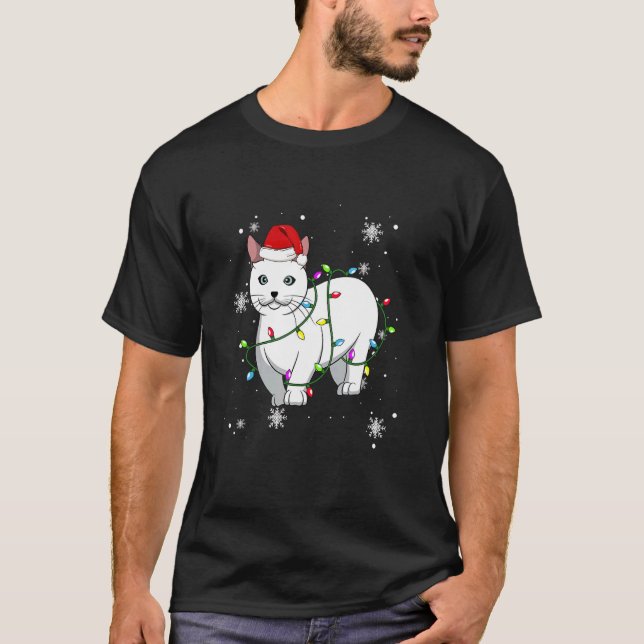 Munchkin Cat jul Ljus julklapp jultomten T Shirt (Framsida)