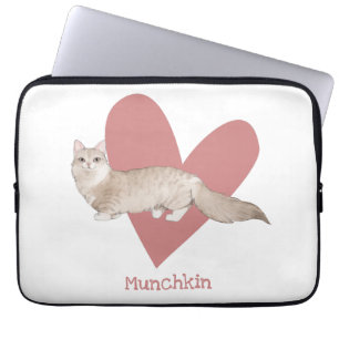 Munchkin Cat Watercolor Kattunge Rosa Heart Laptop Fodral