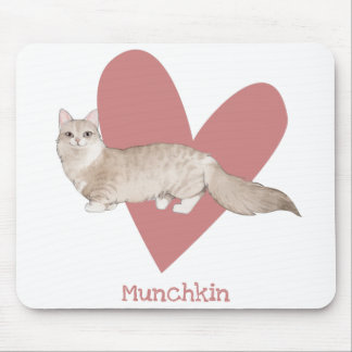 Munchkin Cat Watercolor Kattunge Rosa Heart Musmatta
