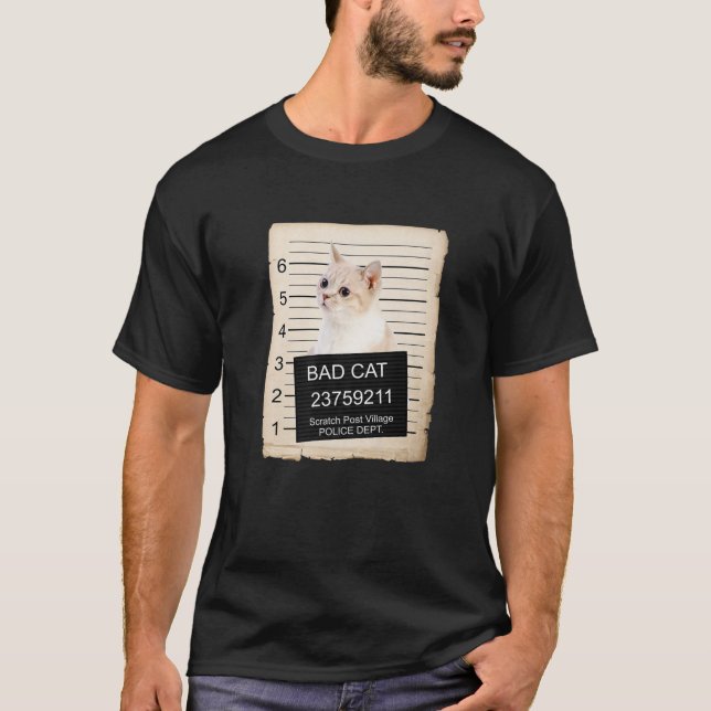 Munchkin Kitten Mugg Shot Bad Cat T Shirt (Framsida)