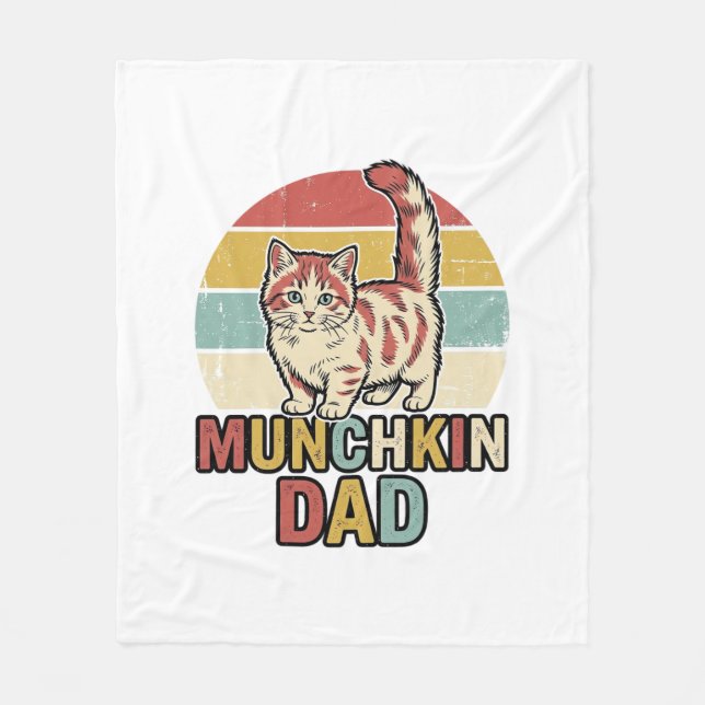 Munchkin Pappa Retro Kattälskare Vector T-Shirt De Fleecefilt (Framsidan)