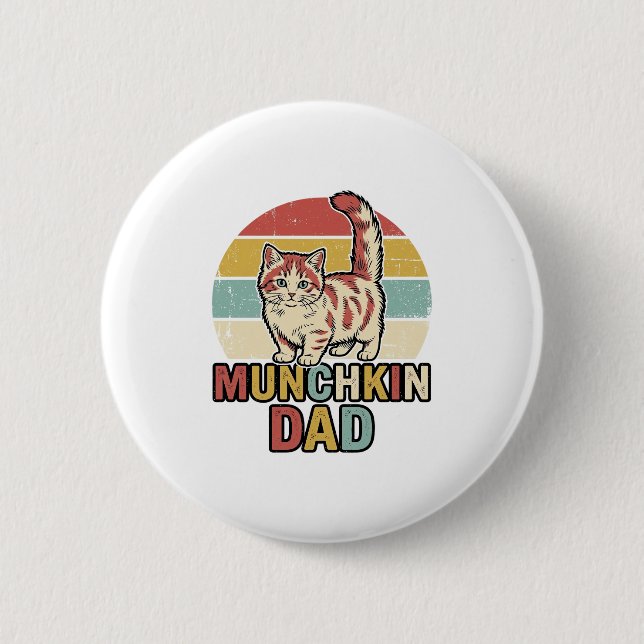 Munchkin Pappa Retro Kattälskare Vector T-Shirt De Knapp (Framsida)