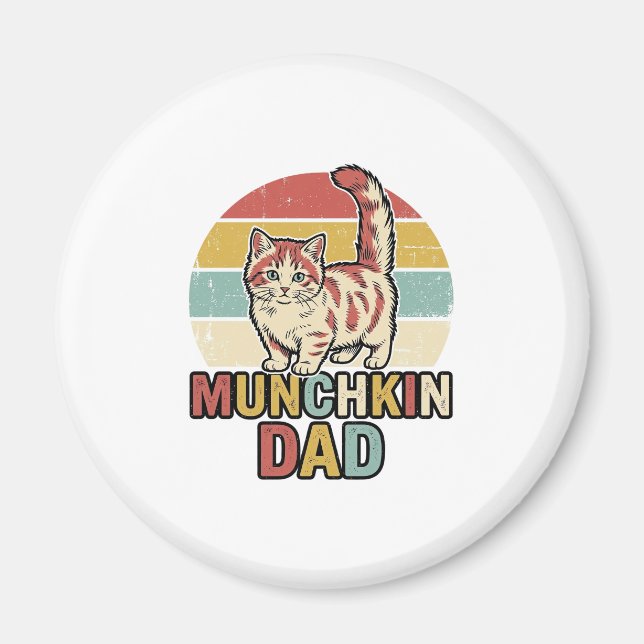 Munchkin Pappa Retro Kattälskare Vector T-Shirt De Magnet (Framsidan)