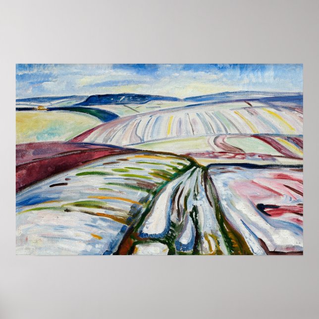 Munchs expressionistiska vinterfälts snökonst poster (Framsidan)