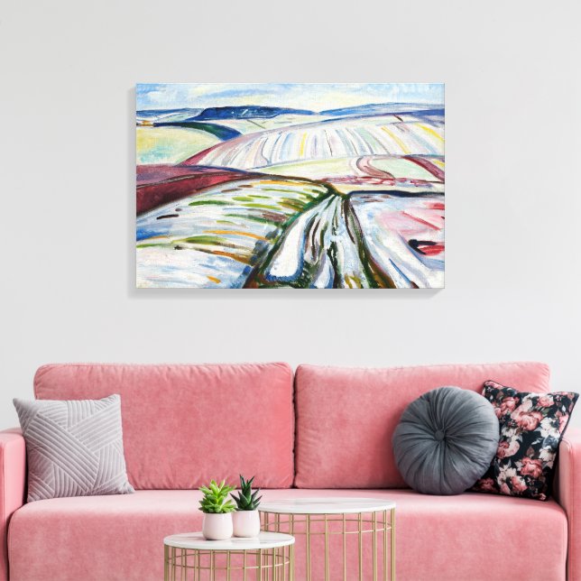 Munchs expressionistiska vinterfältsnökonst canvastryck (Insitu (Vardagsrum))
