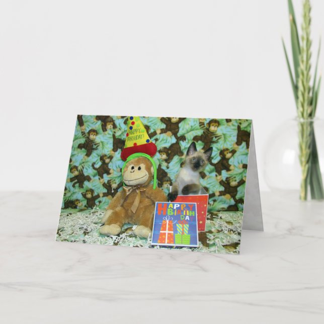 Munchs födelsedag Önskemål - siamesisk katt/kattun Kort (Framsida)