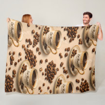 Munchy coffee beans, premium fleece blanket
