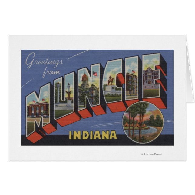 Muncie, Indiana - Stora Brev-scenerna Hälsningskort (Framsidan Horizontal)