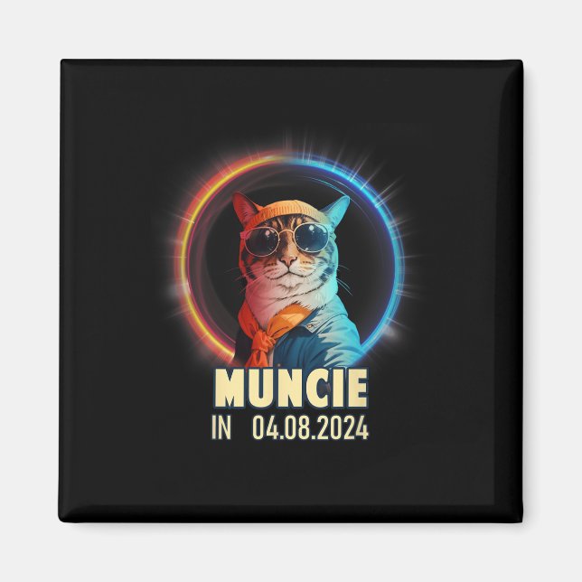 Muncie Indiana Total Solar Eclipse 2024 Magnet (Framsidan)