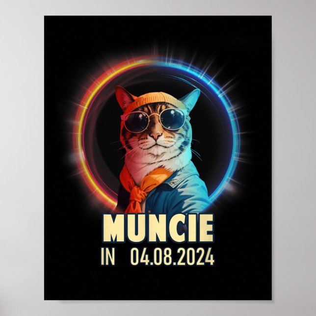 Muncie Indiana Total Solar Eclipse 2024 Poster (Framsidan)