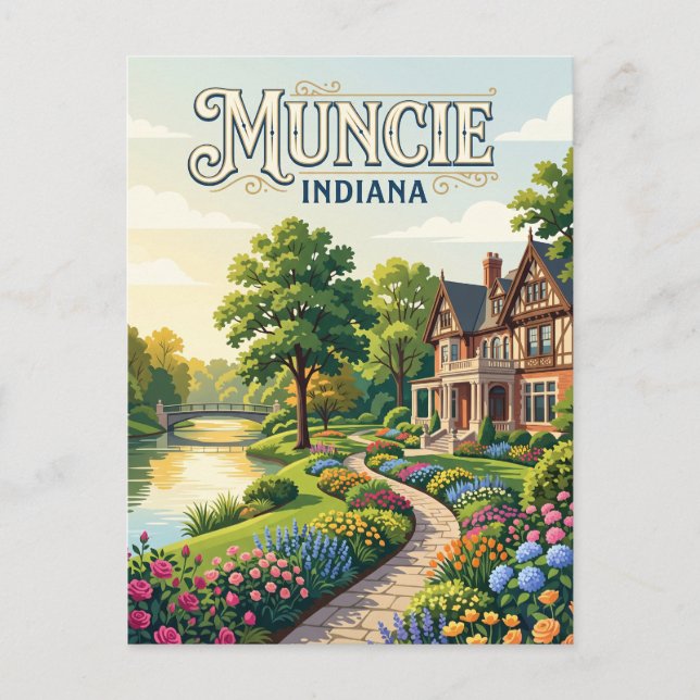 Muncie, Indiana Vykort (Framsida)