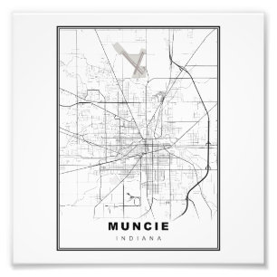 Muncie Karta Fototryck