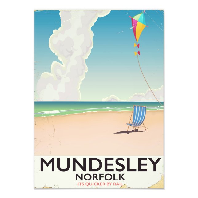 Mundesley Norfolk Strand reseskylt Fototryck (Framsidan)