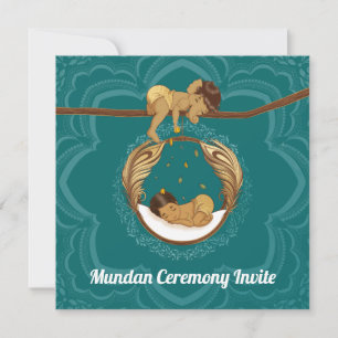 Mundsanskaar-ceremoniinbjudan till en pojke inbjudningar