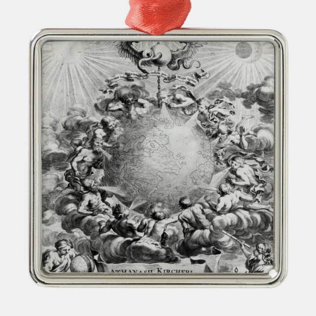 Mundus Subterraneus av Athanasius Kircher Julgransprydnad Metall (Framsidan)