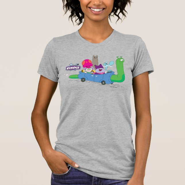 Mung, Chowder, Shnitzel och Truffles i Snigel Car T Shirt (Framsida)