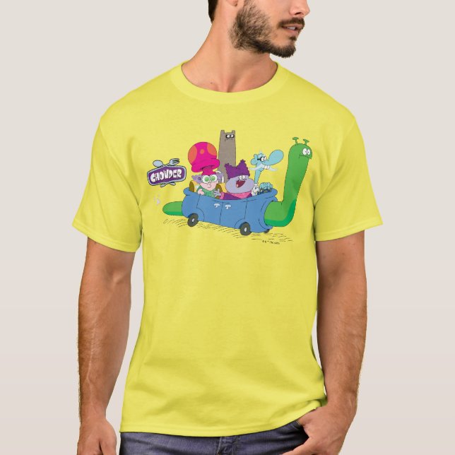Mung, Chowder, Shnitzel och Truffles i Snigel Car T Shirt (Framsida)