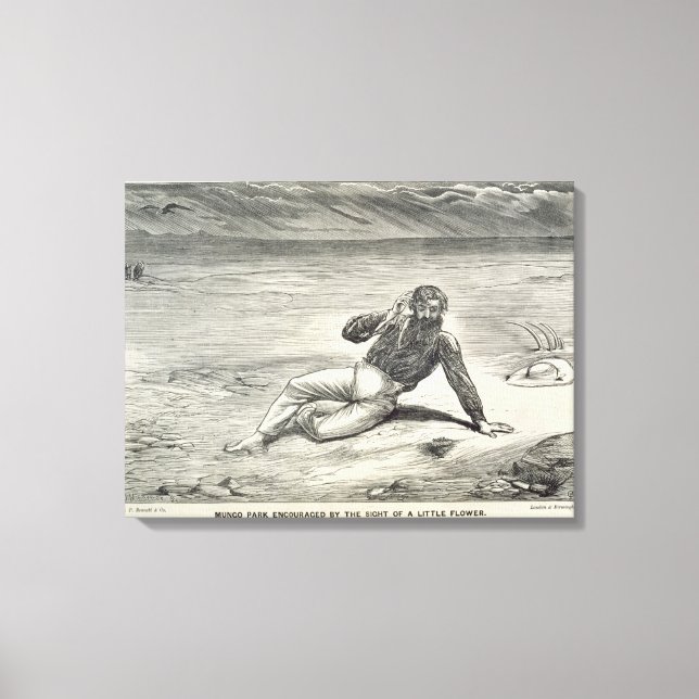 Mungo Park (1771-1806) uppmuntrad av synen av Canvastryck (Framsida)