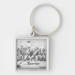 Munhuggas 1817 fyrkantig silverfärgad nyckelring