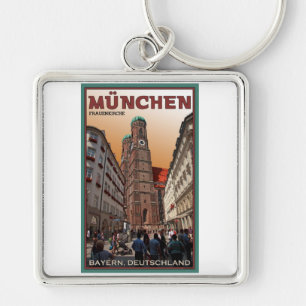 Munich - Frauenkirche Fyrkantig Silverfärgad Nyckelring