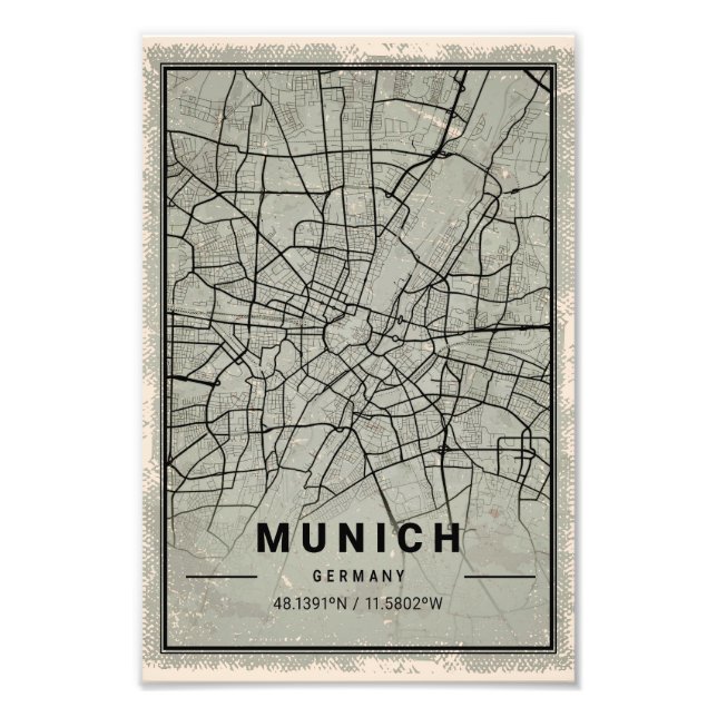 Munich germany map print poster canvas (Framsidan)