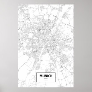 Munich Tyskland (svarten på vit) Poster