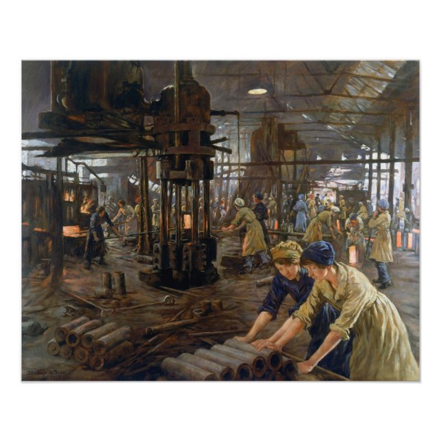 Munitions Girls 1918 vid Factory Världskrig 1 Fototryck (Framsidan)