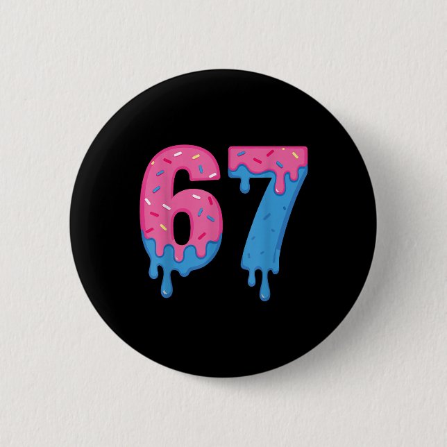 Munk 67 Meme Kul Sex Sju Strössel Design  Knapp (Framsida)