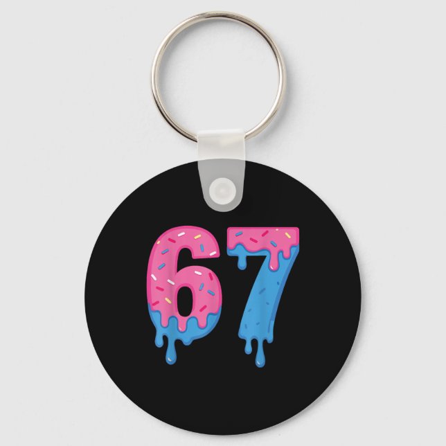 Munk 67 Meme Kul Six Seven Strössel Design  Nyckelring (Framsida)