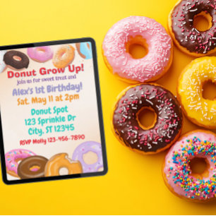 Munk Donut Ettårsfest Inbjudningar