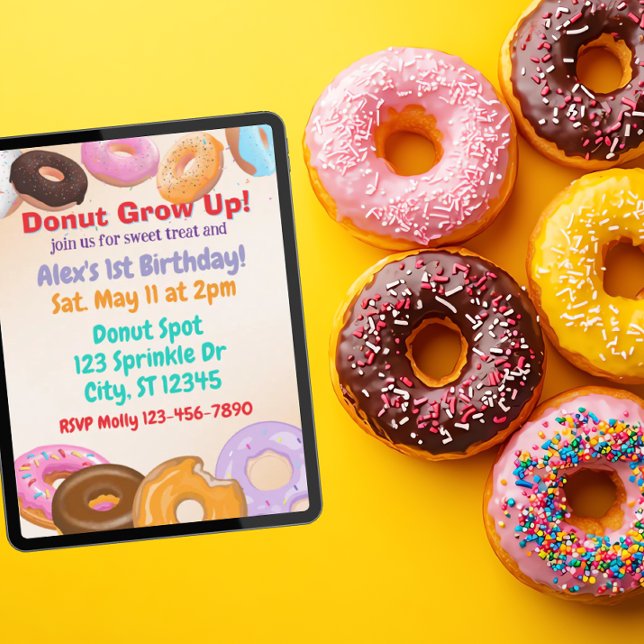 Munk Donut Ettårsfest Inbjudningar (Skapare uppladdad)