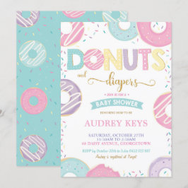 Munk för donuts- och blöjaflickadusch inbjudningar