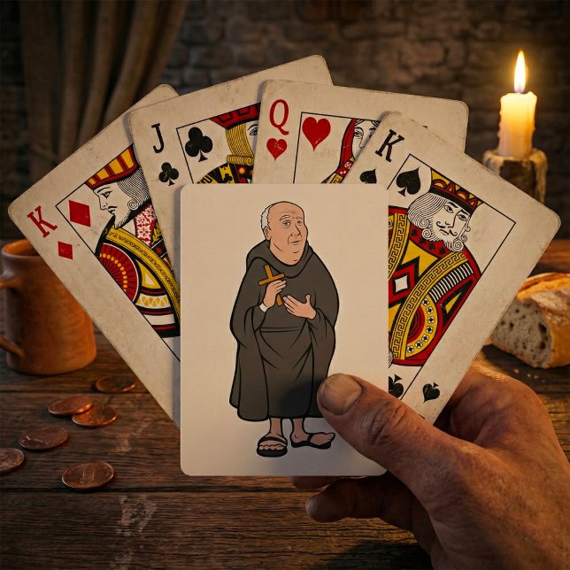Munk Holding Kor i Robe Medieval Religiösa Casinokort (Skapare uppladdad)