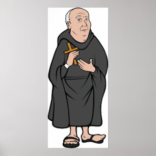 Munk Holding Kor i Robe Medieval Religiösa Poster
