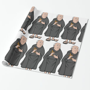 Munk Holding Kor i Robe Medieval Religiösa Presentpapper