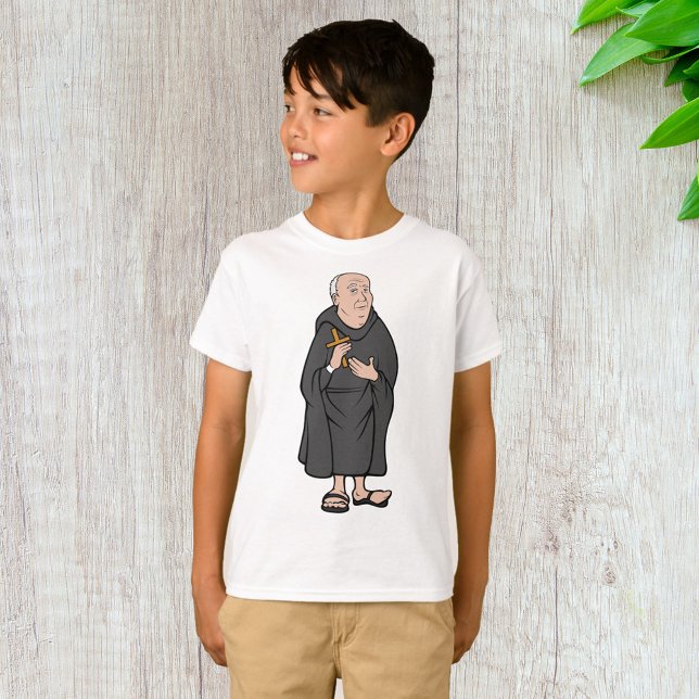 Munk Holding Kor i Robe Medieval Religiösa T Shirt (Skapare uppladdad)