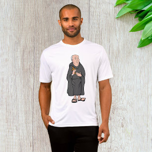 Munk Holding Kor i Robe Medieval Religiösa T Shirt