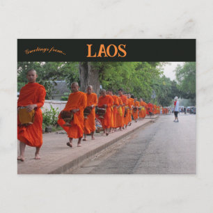 Munk i Luang Prabang Laos Postcard Vykort