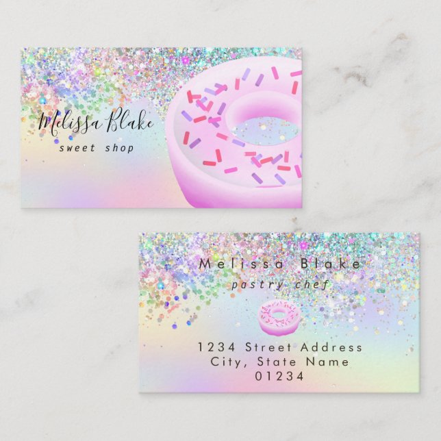 munk logotyp falskt pastell glitter visitkort (Fram/baksida)