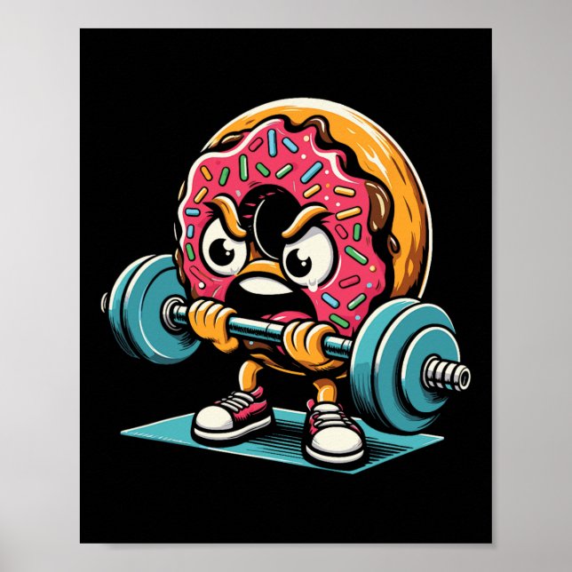 Munk Lyfter Vikter Rolig Gym Träning Viktlyftning Poster (Framsidan)