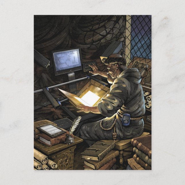 Munk med Bok skannervykort Vykort (Framsida)