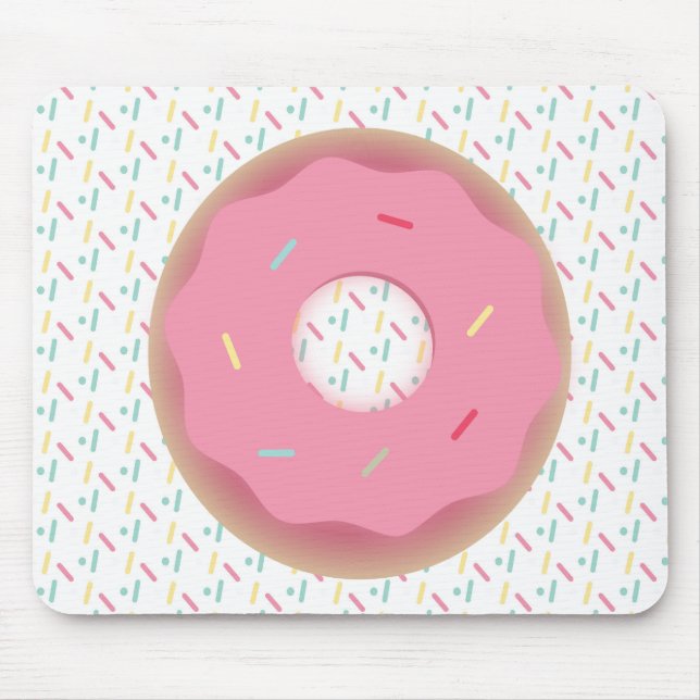 Munk med rosa frostad 3D-donut och strössel Musmatta (Framsidan)