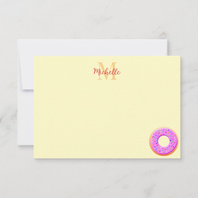 Munk med sprinkles Teckning Monogram  Anteckningskort (Framsida)