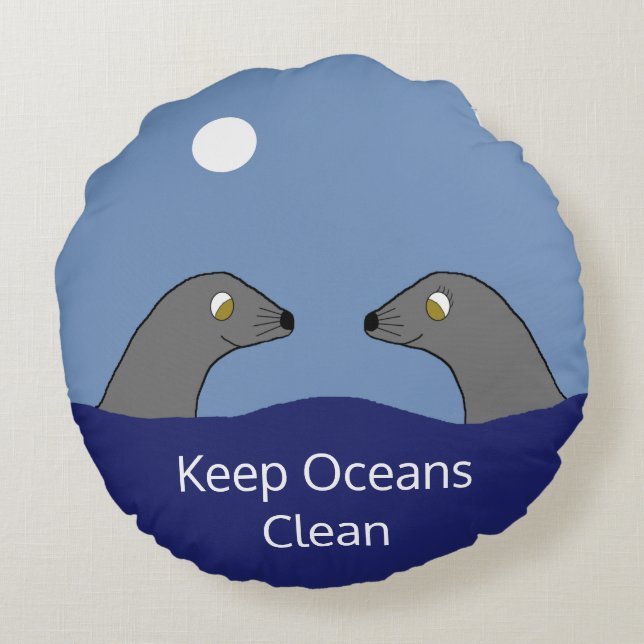 Munk Sälar Dating Rund Kudde (Baksidan)