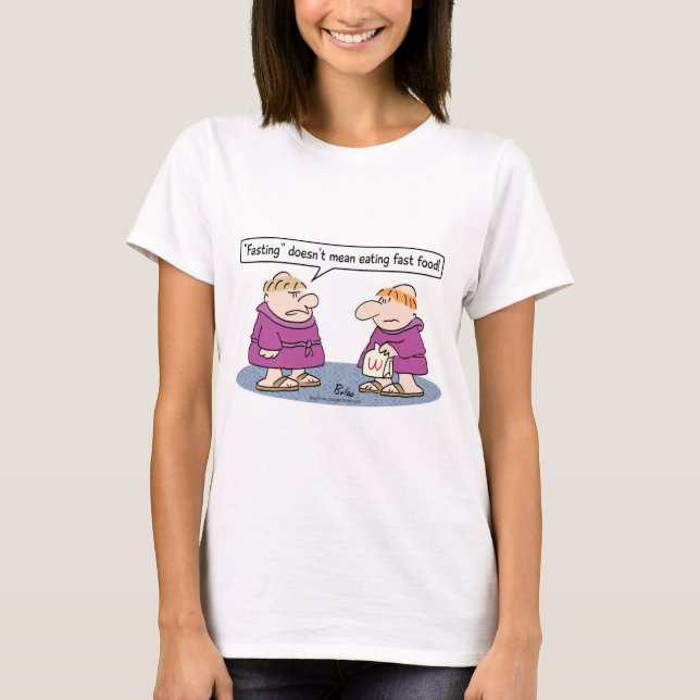munk som äter snabbmatfastaelak t-shirt (Framsida)