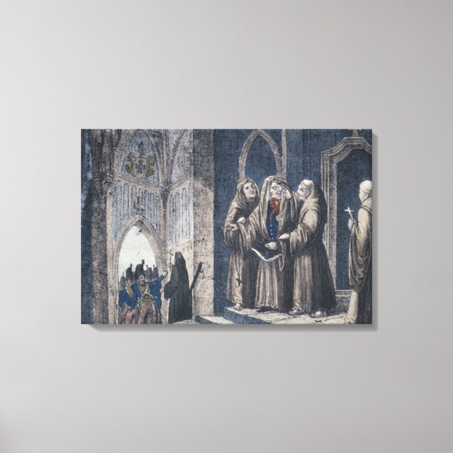 Munk som täcker Kung med raps-Camenz Convent Canvastryck (Framsida)