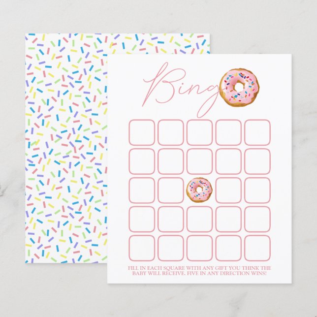 Munk Sprinkle Baby Shower Bingo (Fram/baksida)