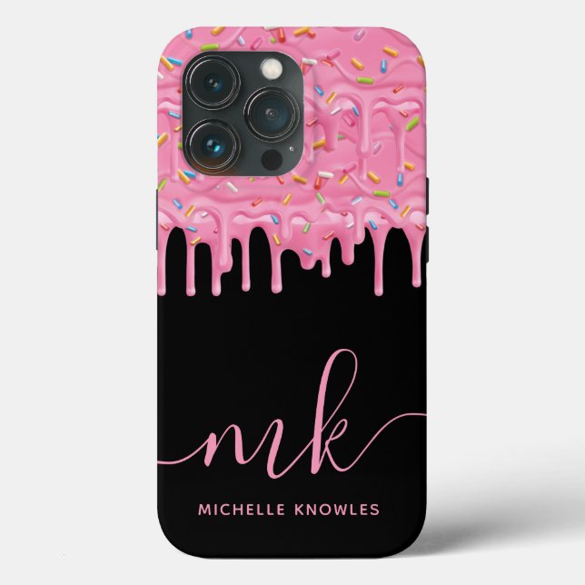 Munk Sprinkle Drip Anpassad Monogram och Namn (Baksida )