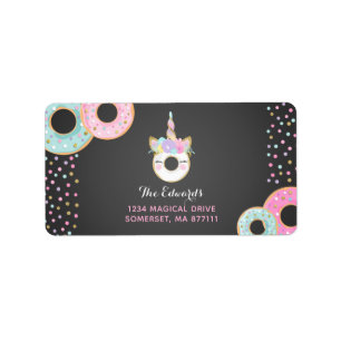 Munk & Unicorn för munkpartyadressetiketter Adressetikett