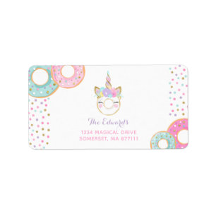 Munk & Unicorn för munkpartyadressetiketter Adressetikett